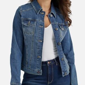 Wrangler Authentic Women’s Stretch Jean Denim Jacket Blue Large Western Cowgirl